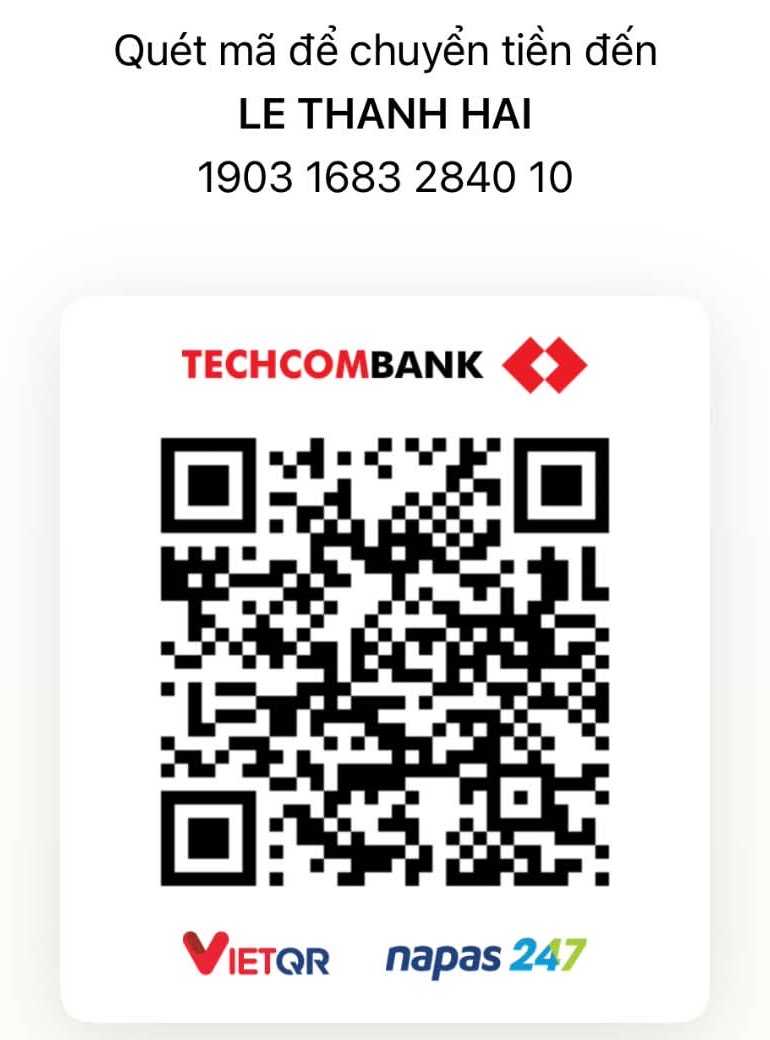 VietQR code for a transfer to LE THANH HAI, Techcombank account 19031683284010